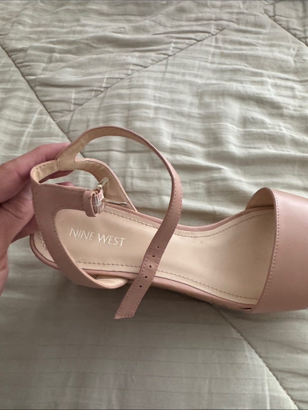 Nine West Blush Pink Cork Wedge Sandals with Ankle Strap - Picture 4 of 6